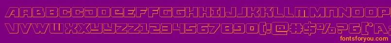 Aircruiserout-Schriftart – Orangefarbene Schriften auf violettem Hintergrund