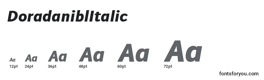 Размеры шрифта DoradaniblItalic
