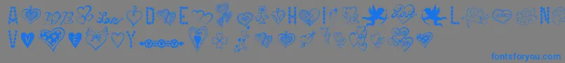 Weitere Informationen zur HappyValentinesDay-Schriftart HappyValentinesDay-Schriftart – Blaue Schriften auf grauem Hintergrund