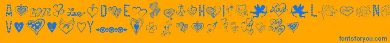 フォントHappyValentinesDay – オレンジの背景に青い文字