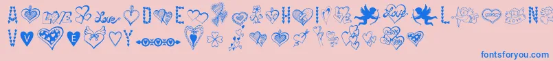 HappyValentinesDay-Schriftart – Blaue Schriften auf rosa Hintergrund
