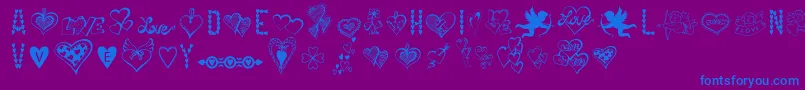 HappyValentinesDay-Schriftart – Blaue Schriften auf violettem Hintergrund