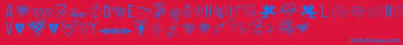 Czcionka HappyValentinesDay – niebieskie czcionki na czerwonym tle