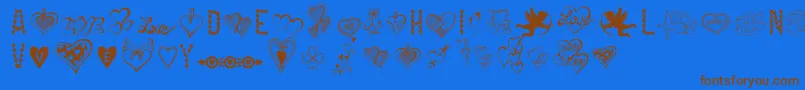 HappyValentinesDay Font – Brown Fonts on Blue Background