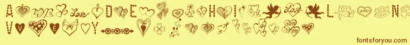 Lisätietoja HappyValentinesDay-fontista HappyValentinesDay-fontti – ruskeat fontit keltaisella taustalla