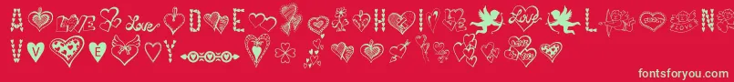 Fonte HappyValentinesDay – fontes verdes em um fundo vermelho