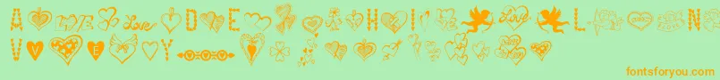 Fonte HappyValentinesDay – fontes laranjas em um fundo verde