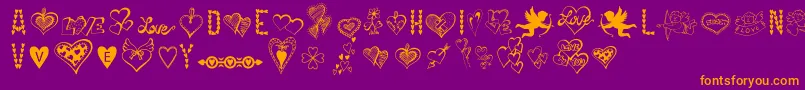 HappyValentinesDay-Schriftart – Orangefarbene Schriften auf violettem Hintergrund