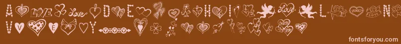 HappyValentinesDay-Schriftart – Rosa Schriften auf braunem Hintergrund