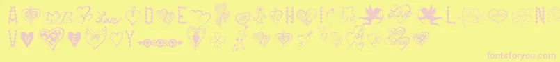 Fonte HappyValentinesDay – fontes rosa em um fundo amarelo
