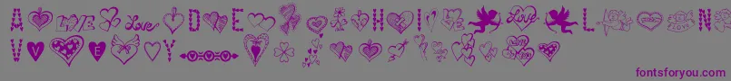 Weitere Informationen zur HappyValentinesDay-Schriftart HappyValentinesDay-Schriftart – Violette Schriften auf grauem Hintergrund