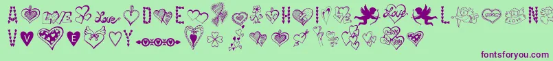 HappyValentinesDay Font – Purple Fonts on Green Background
