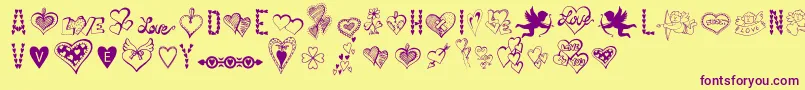 HappyValentinesDay Font – Purple Fonts on Yellow Background