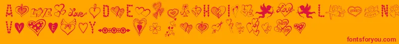 Fonte HappyValentinesDay – fontes vermelhas em um fundo laranja