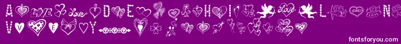 Saiba mais sobre a fonte HappyValentinesDay Fonte HappyValentinesDay – fontes brancas em um fundo violeta