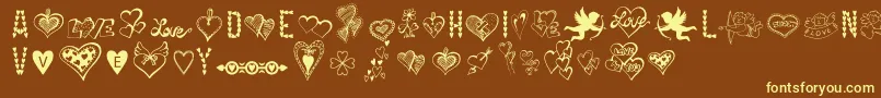 HappyValentinesDay Font – Yellow Fonts on Brown Background