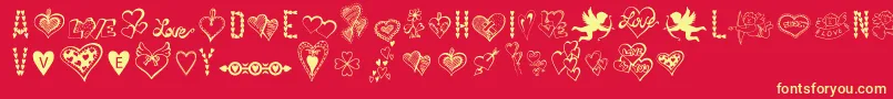 Fonte HappyValentinesDay – fontes amarelas em um fundo vermelho