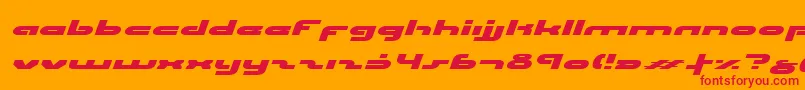 UniSolExpandedItalic-Schriftart – Rote Schriften auf orangefarbenem Hintergrund