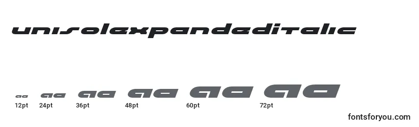 UniSolExpandedItalic Font Sizes