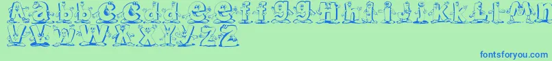 Letterbeings Font – Blue Fonts on Green Background