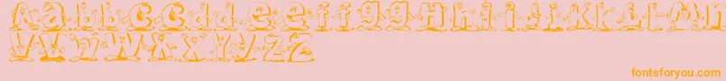 フォントLetterbeings – オレンジの文字がピンクの背景にあります。