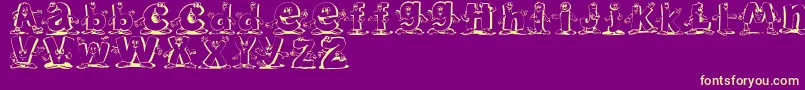 Fonte Letterbeings – fontes amarelas em um fundo roxo