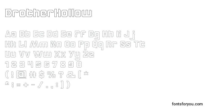 Шрифт BrotherHollow – алфавит, цифры, специальные символы