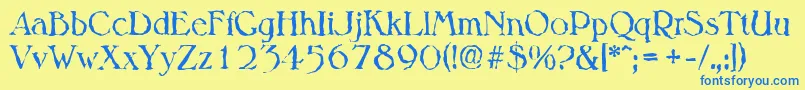 MelbournerandomRegular Font – Blue Fonts on Yellow Background
