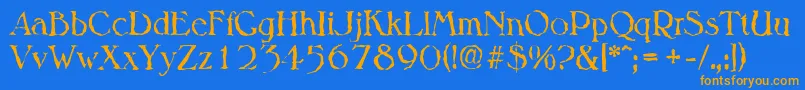 MelbournerandomRegular Font – Orange Fonts on Blue Background