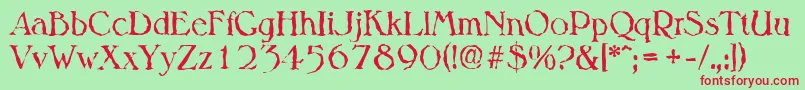 Шрифт MelbournerandomRegular – красные шрифты на зелёном фоне