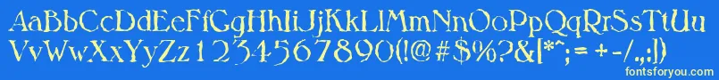 MelbournerandomRegular Font – Yellow Fonts on Blue Background