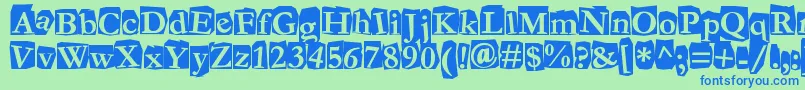 Fanzine Font – Blue Fonts on Green Background