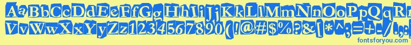 Fanzine Font – Blue Fonts on Yellow Background
