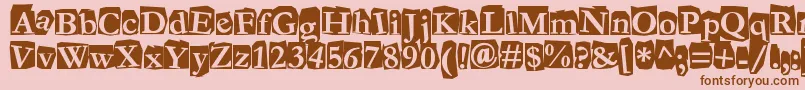 Fanzine Font – Brown Fonts on Pink Background