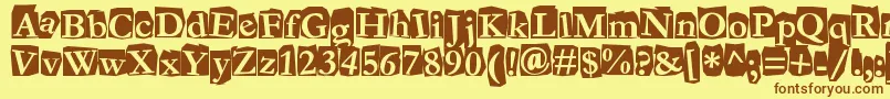 Fanzine Font – Brown Fonts on Yellow Background