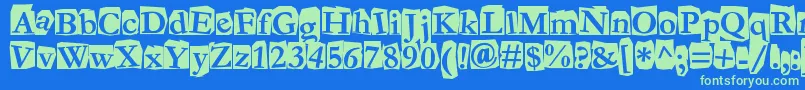 Fanzine Font – Green Fonts on Blue Background