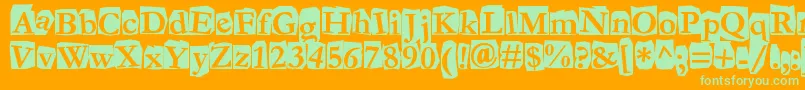 Fanzine Font – Green Fonts on Orange Background