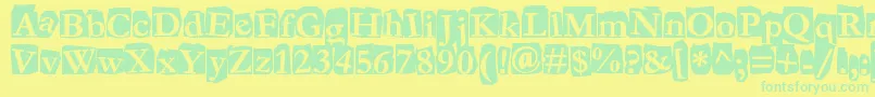 Fonte Fanzine – fontes verdes em um fundo amarelo