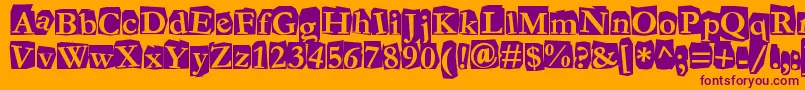Fanzine Font – Purple Fonts on Orange Background