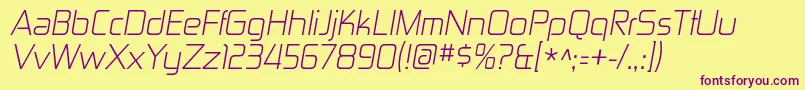 ZektonltItalic Font – Purple Fonts on Yellow Background