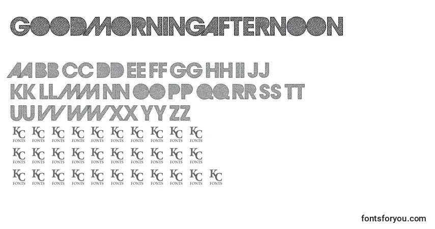 Goodmorningafternoon-fontti – aakkoset, numerot, erikoismerkit
