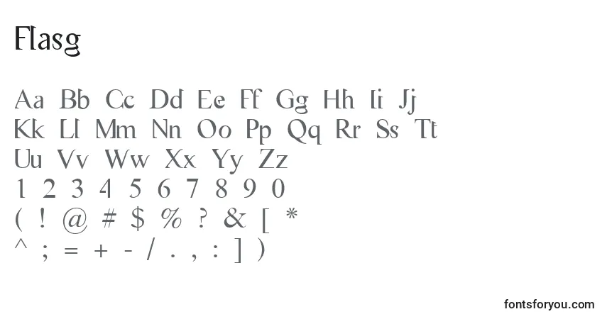 Schriftart Flasg – Alphabet, Zahlen, spezielle Symbole