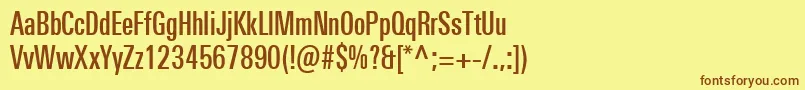 Шрифт UniversNextProMediumCompressed – коричневые шрифты на жёлтом фоне
