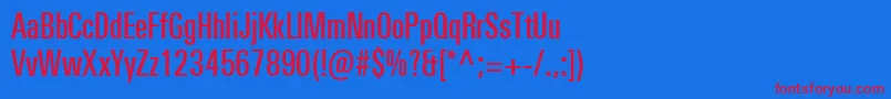 UniversNextProMediumCompressed-fontti – punaiset fontit sinisellä taustalla