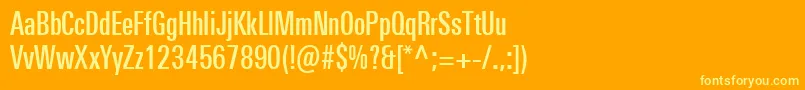 UniversNextProMediumCompressed Font – Yellow Fonts on Orange Background