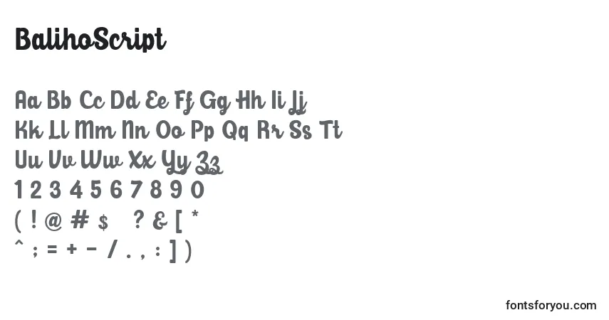 Schriftart BalihoScript – Alphabet, Zahlen, spezielle Symbole