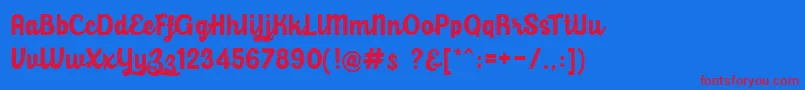 Czcionka BalihoScript – czerwone czcionki na niebieskim tle