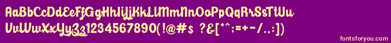 Fonte BalihoScript – fontes amarelas em um fundo roxo