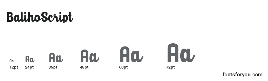 BalihoScript Font Sizes