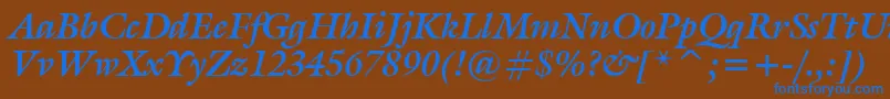 GalliardBoldItalicBt Font – Blue Fonts on Brown Background